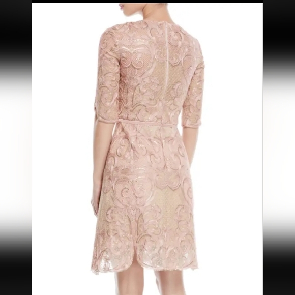 Marchesa Notte Blush Pink Lace Embroidered Dress New Tags Sz 6 - Picture 4 of 16